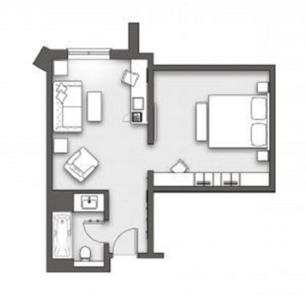 Boulevard Hotel Blackpool Værelse billede A studio apartment layout